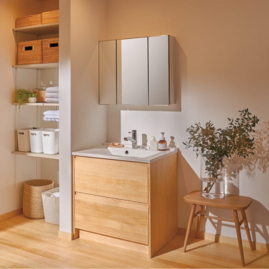 空いたスペースに収納を設置